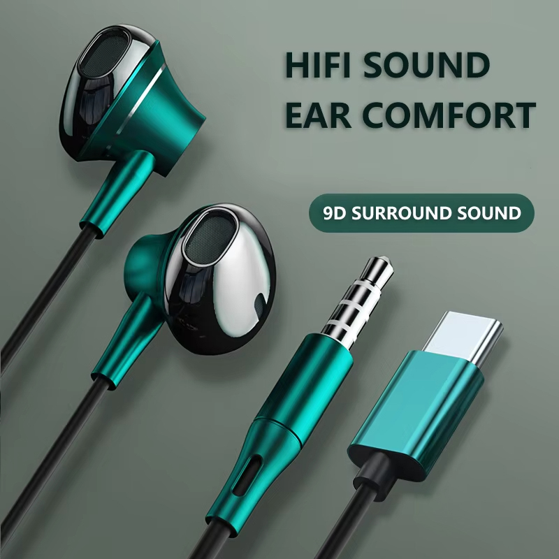 Audiophile Headphone Wired - 9D 베이스 스테레오 타입 C 및